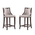 Manhattan Comfort Emperor Faux Leather Barstool in Light Grey - Set of 2 2-BS008-LG